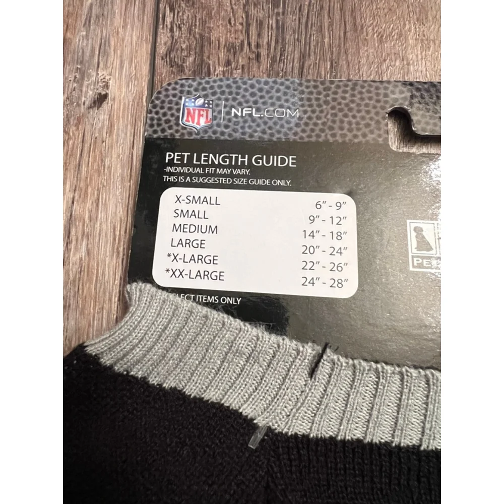 NEW NFL Raiders Pet Sweater Black Gray